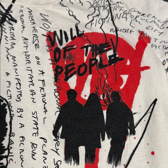 Will of The People a Bella Canvas Artistic Cream Tee with Red and Blue Accents - Picture 7 of 8